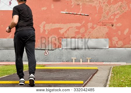 Gorodki - A Russian Folk Sports Game. In This Game You Need Specific Distances To Smash Figures Made