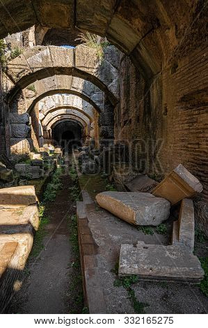 Underground Ruins Of An Ancient Amphitheater In Santa Maria Capua Vetere In Campania In Italy