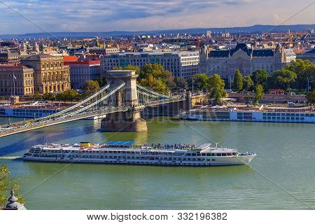 Attractive Secheni Chain Bridge With Superbly Beautiful Steamboats Near The Pier
