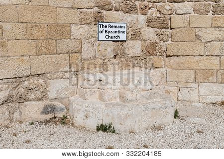 Jerusalem, Israel, November 02, 2019 : The Remains Of Byzantin Church In The Courtyard Of The Chapel