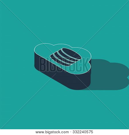 Isometric Cloud Database Icon Isolated On Green Background. Cloud Computing Concept. Digital Service