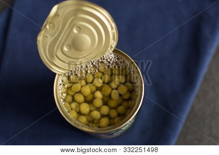 Opened Tin With Green Peas.