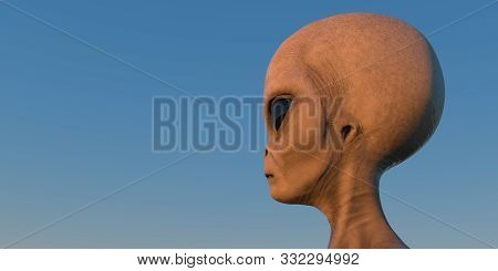 Grey Alien Extremely Detailed And Realistic High Resolution 3D Illustration Of An Extraterrestrial B