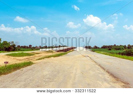 Unfinished Of Construction Of The Large Concrete Bridge Of The Motorway Elevation For The Developmen