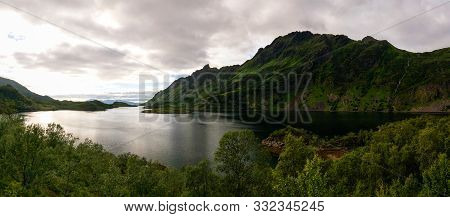 Sea Panoramic View To Ingelsfjorden At Hinnoya, Lofoten, Norway