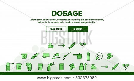 Dosage, Dosing Drugs Vector Linear Icons Set. Pharmacological Medications Dosage Outline Cliparts. D
