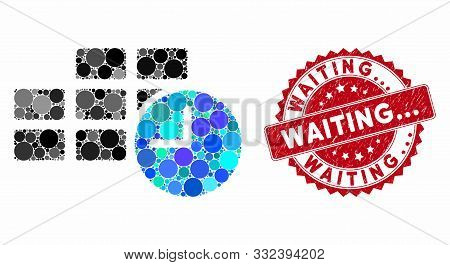 Mosaic Date Time And Rubber Stamp Watermark With Waiting... Text. Mosaic Vector Is Composed With Dat