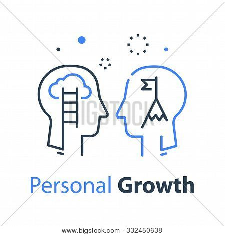 Human Head Profile, Growth Mindset, Potential Development, Leadership Education Concept, Retraining 