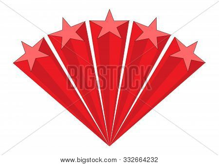 An Aray Of Stars With Red Rays Trailing On A White Background