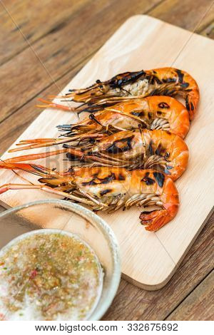 Grilled Shrimp (giant Freshwater Prawn) At Market