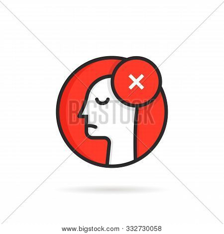 Round Icon Like Linear Dismissal Logo. Concept Of Side View Of Face And People Unhappy Emotion Like 