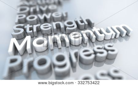 Momentum Strength Progress Toward Goal Words 3d Illustration