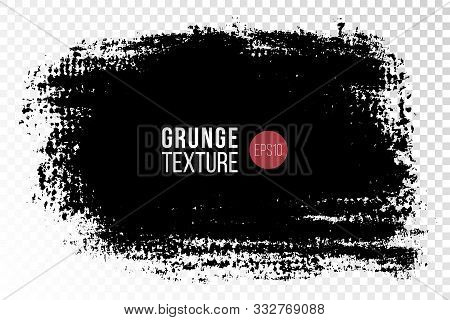 Vector Hand Drawn Big Textured Hand Painted Stain. Monochrome Ink Painted Backdrop. One Color Grungy