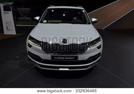 Paris, France - October 03, 2018: Skoda Karoq Scout At Paris Motor Show