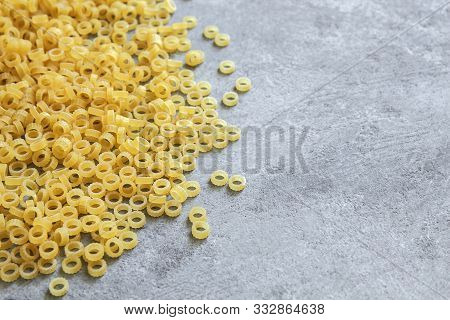 Anelli Pasta Close-up On A Gray Background.
