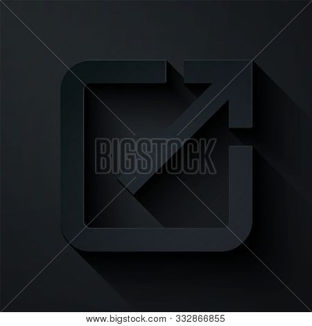 Paper Cut Open In New Window Icon Isolated On Black Background. Open Another Tab Button Sign. Browse