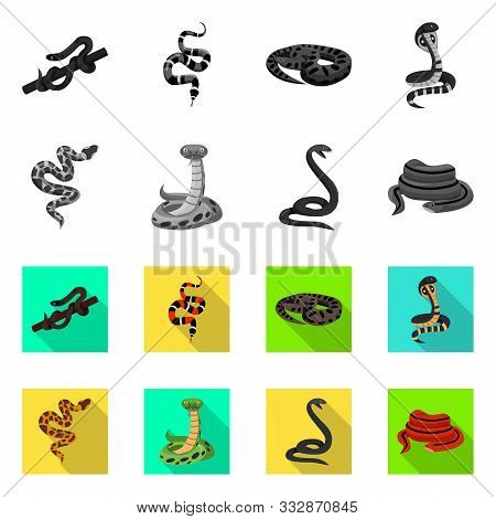 Isolated Object Of Snake And Creepy Logo. Collection Of Snake And Wildlife Vector Icon For Stock.