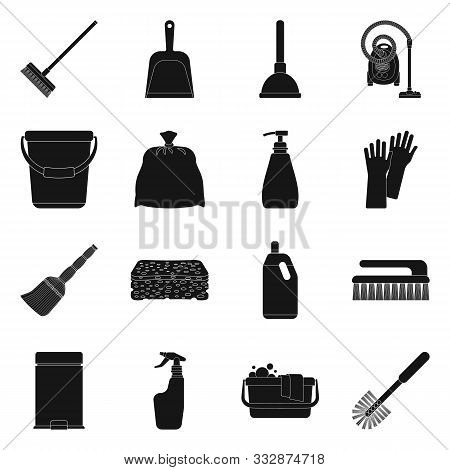 Vector Illustration Of Cleaning And Service Sign. Set Of Cleaning And Household Vector Icon For Stoc