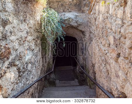 Jerusalem, Israel, November 02, 2019 : Staircase Leading Down To The Tomb Of The Prophets On The Mou