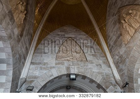 Jerusalem, Israel, November 02, 2019 : Bas-reliefs In The Interior Of The Dominus Flevit Church On T