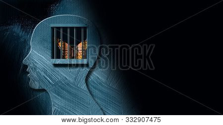 Graphic Abstract Design Of Concept Of Being Emotionally Or Mentally Challenged. Strong, Dramatic Ima