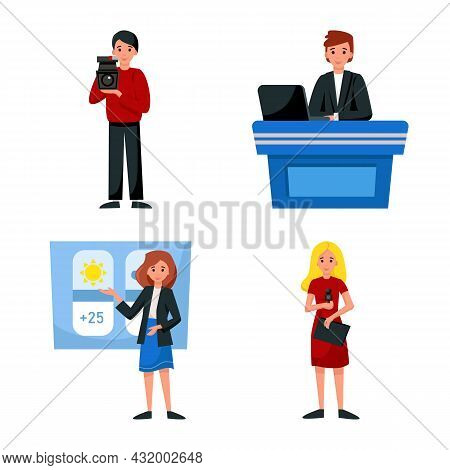 Vector Design Of News And Studio Sign. Collection Of News And Tv Stock Vector Illustration.