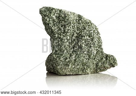 Stone, An Untreated Fragment Of Jadeite On A White Background