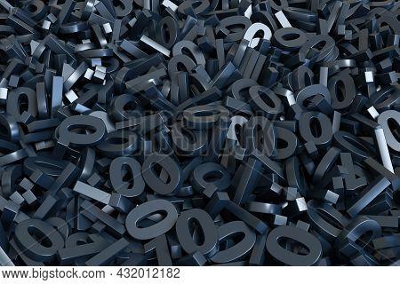 Black Binary Numbers Background. Abstract Backdrop.3d Illustration.