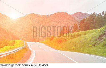 Vacation Roadtrip Landscape. Russian Altai Mountains. Multa Region. Holiday At Home. Staycation Conc