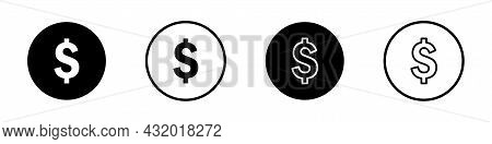 Dollar Icons Set. Dollar Coins Isolated On White Background. Vector Illustration
