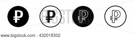 Ruble Coins. Ruble Icons Set Isolated On White Background. Vector Illustration