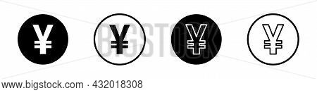 Japanese Yen Coins. Yen Icons Set Isolated On White Background. Vector Illustration