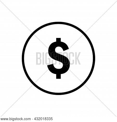 Dollar Icon. Dollar Coin Isolated On White Background. Vector Illustration