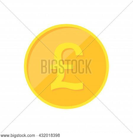 Gbp Coin. British Pound Gold Coin Isolated On White Background. Vector Illustration