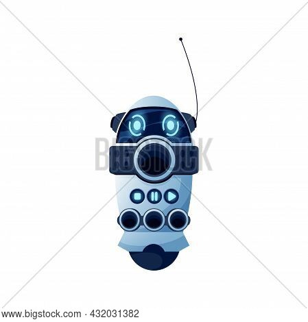 Robot Control Panel With Stop, Play, Record Button Isolated Realistic Icon. Vector Robotic Automatio