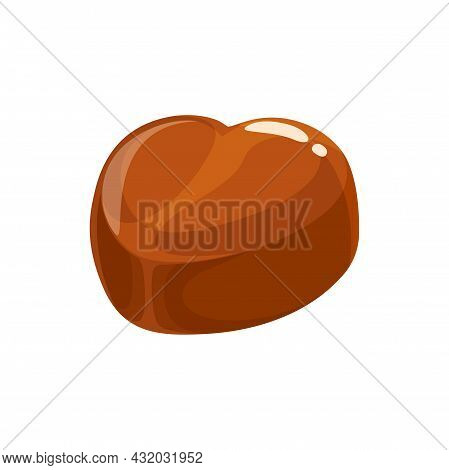 Chocolate Candy Cake, Sweet Dessert Food, Truffle Or Praline And Caramel, Vector Isolated Icon. Milk