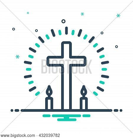 Mix Icon For Christian Pious Religious Cross Faith Mythology Belief Bible Catholic Christ Church Rel