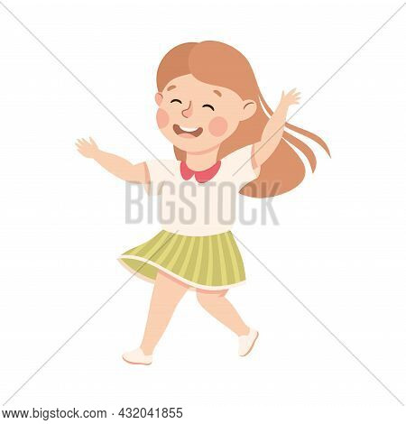 Energetic Girl Dancing Moving To Music Rythm Vector Illustration