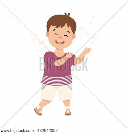 Energetic Boy Dancing Moving To Music Rythm Vector Illustration