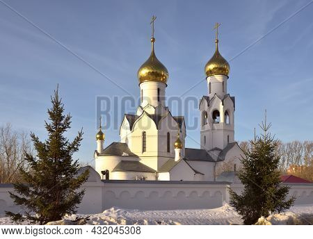 Orthodox Church In The Russian Architectural Tradition On The Outskirts Of The City Of Novosibirsk. 