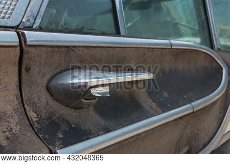 Close Up Of A Door Buckle Of An Old Rusty Car