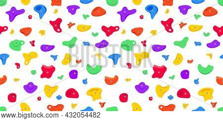 Seamless Pattern Of Climbing Grips Or Holds In The Gym Bouldering Training Flat Style Design Vector 