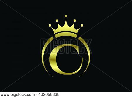 Initial C Monogram Alphabet With A Crown. Royal, King, Queen Luxury Symbol. Font Emblem. Modern Luxu