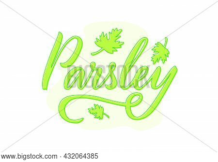 Vector Illustration Of Parsley Lettering For Packages, Product Design, Banner, Spice Shop  Price Lis