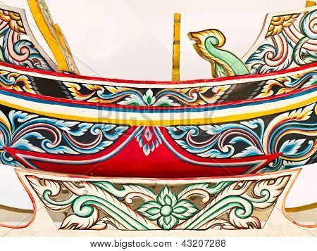 แบบจำลองเรือ Kolek ตกปลาแบบใต้สุดไทยแยกต่างหากบนพื้นหลังสีขาว