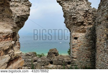 Ruins Of Roman Villa Grottoes Of Catullus In Sirmione At Lake Garda In Itlay
