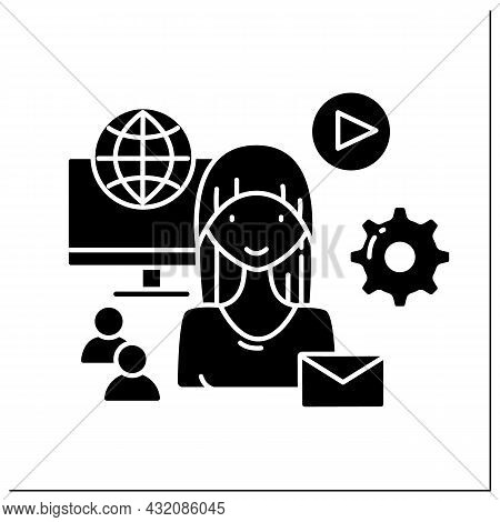 Social Media Manager Glyph Icon. Smm. Promotion Of Companies.solving Business Problems.marketer, Cus