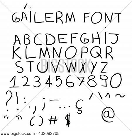 Hand Drawn Letters. Numbers, Math Signs, Accents, Commas, Periods, End, Semicolon, Exclamation And Q