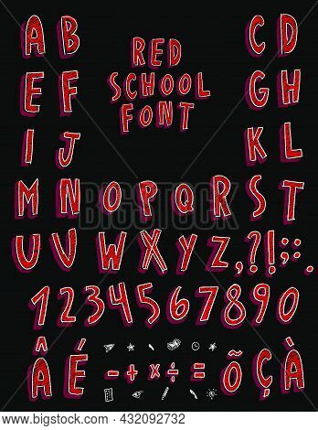 Hand Drawn Colorful Letters. Numbers, Math Signs, Accents, Commas, Periods, End, Semicolon, Exclamat