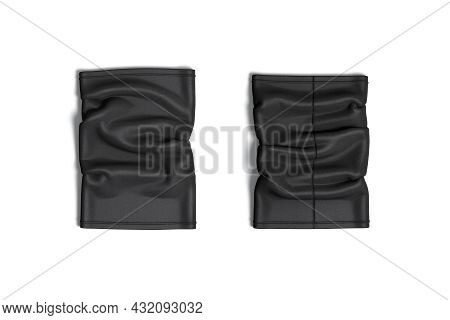Blank Black Neck Gaiter Mockup, Front And Back, Top View, 3d Rendering. Empty Windproof Face Accesso